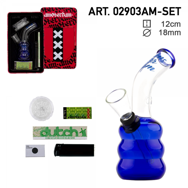 BONG 13CM SET ΑΝΑΠΤΥΡΑΣ ΧΑΡΤΑΚΙ GRINDER